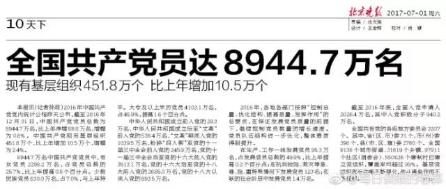 蝈蝈读报丨生日礼物--中共党员总数8944.7万名