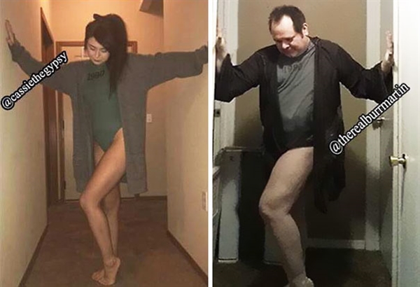 老爸模仿女儿晒臭美自拍 结果自己火了