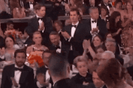 奥斯卡奖领奖时,加菲坐在第一排,静静地看着石头姐发表获奖感言,眼神