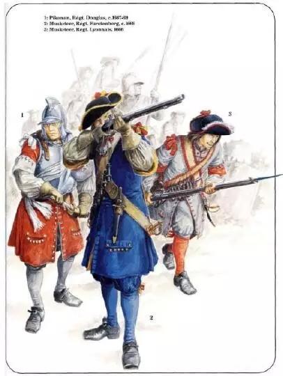 正文17世纪后期的法军使用插入式刺刀的火枪手依然需要保留一些长矛兵