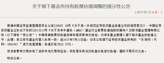 6家基金公司下调乐视网估值 两基金预留了4