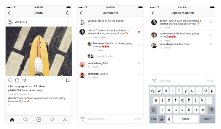 Instagram 更改留言板样式，但怎么看都更像 Facebook