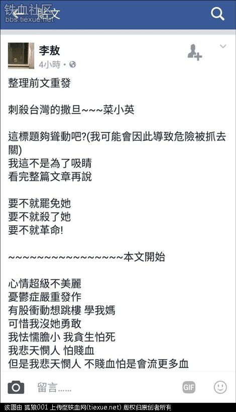 刺杀蔡英文的男子:要把五星红旗升上去(图6) 铁血网提醒您:点击查看大图