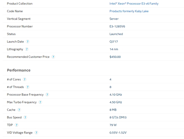 新旗舰Xeon E3-1285 v6意外现身：狂飙4.5GHz 可惜桌面不能用