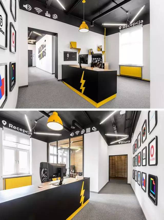 用黑框来定义空间：波兰科技公司办公室设计
