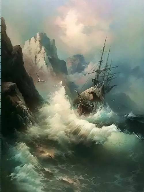 俄罗斯艺术家 Eugene Garin 气势磅礴的海景油画