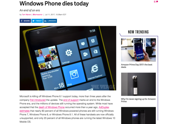 Windows Phone死亡？