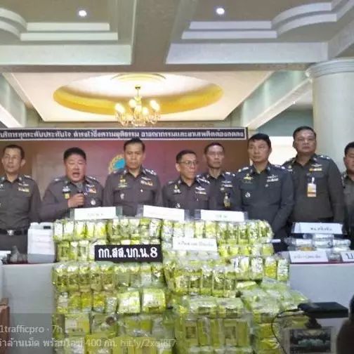 曼谷警方缴获近半吨冰毒 估价6亿泰铢
