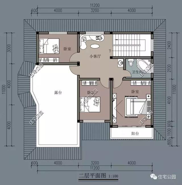12X11米农村别墅户型,4室2厅,通透舒适