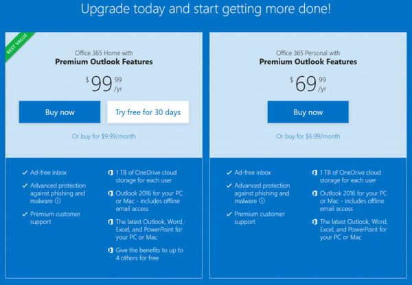微软整合Outlook.com的Premium功能至Office 365