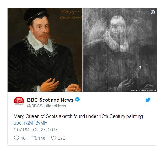 16世纪油画中暗藏苏格兰女王幽灵般的画像