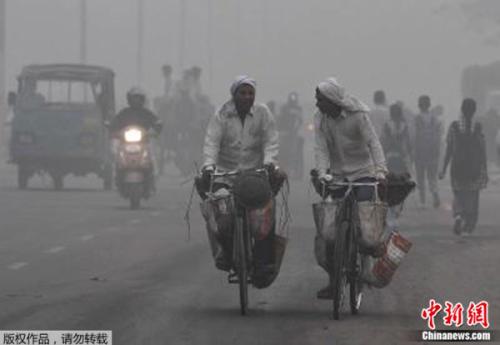 外媒：印度新德里遭烟霾笼罩 污染程度超危险水平