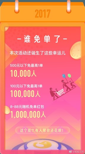 双11最幸运的2222人是他们 花呗不用还