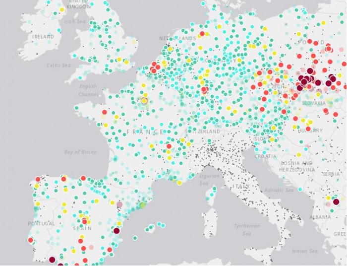 欧洲空气质量监测互动地图上线 可随时显示空气质量
