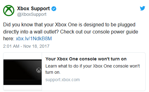 微软提醒Xbox One机主不要用抗电涌插座 请用墙插供电