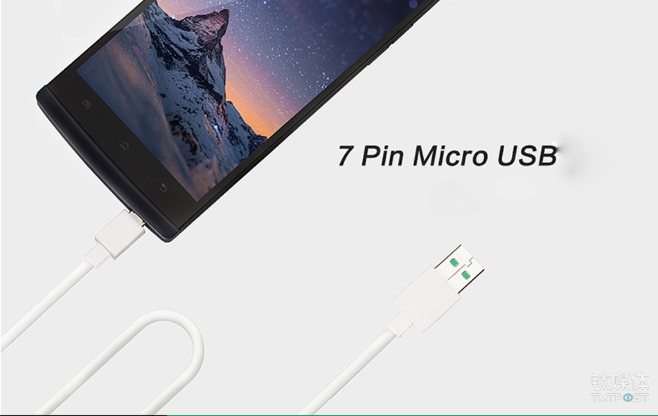 搭载了定制快充技术的 Micro-USB 口（针脚更多）