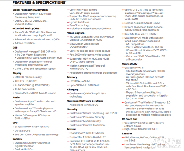 骁龙845参数规格