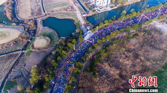 图为江苏泰州首场国际半程马拉松赛开跑。　颜禹铭 摄