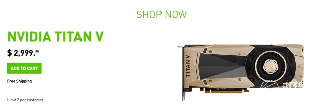 地表最强显卡：英伟达TITANV上市，售价近2万