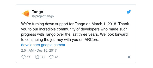 放弃 Tango 之后，Google 要全力押宝 ARCore 了