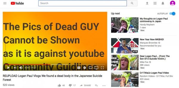 YouTube无法彻底清除含有自杀者画面的视频！