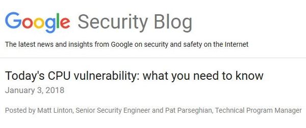 谷歌安全博客披露英特尔处理器漏洞更多细节