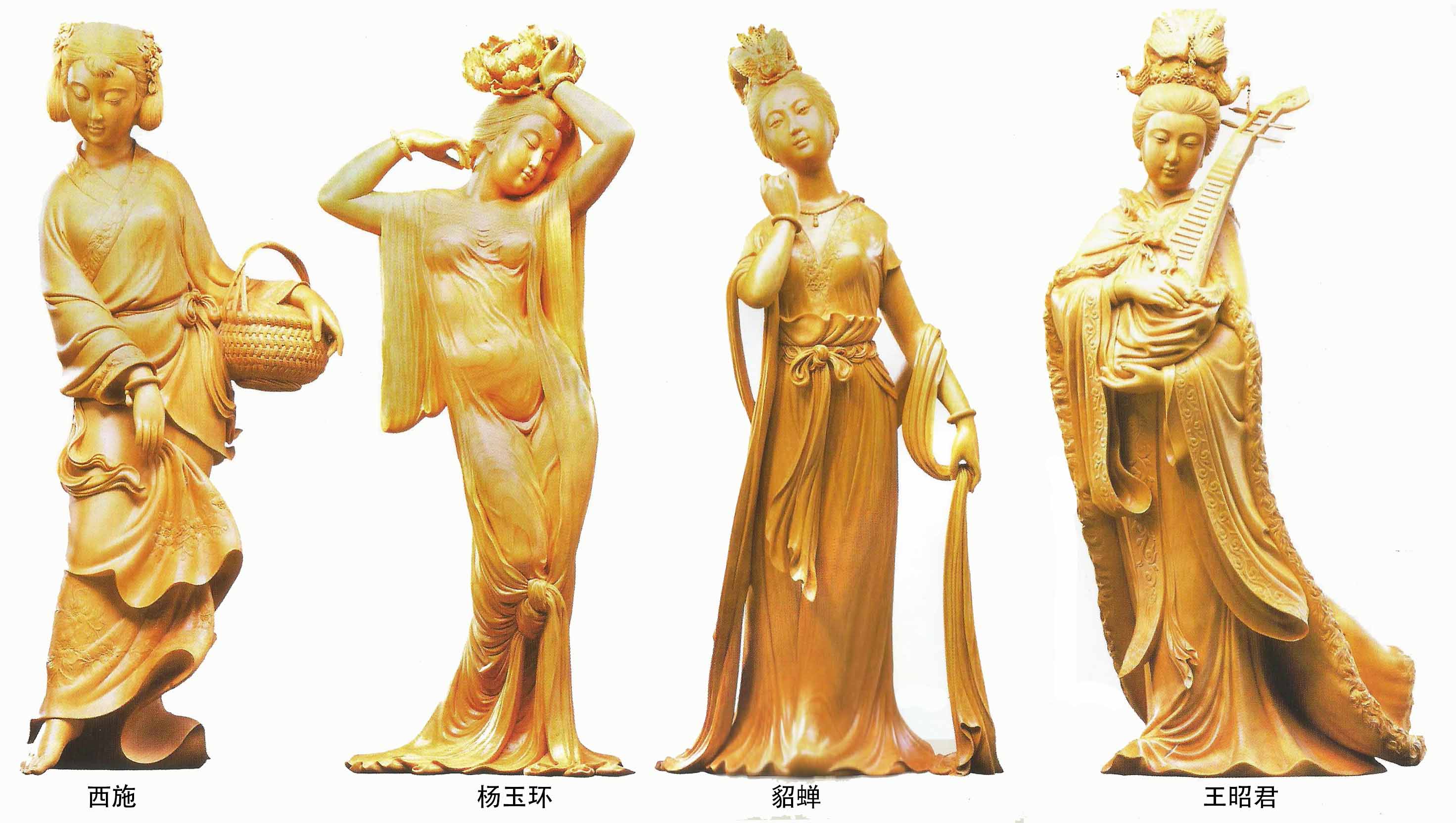 黄杨木雕刻四大美女|手工艺|工艺品设计|神阿彪 - 原创作品 - 站酷 (ZCOOL)