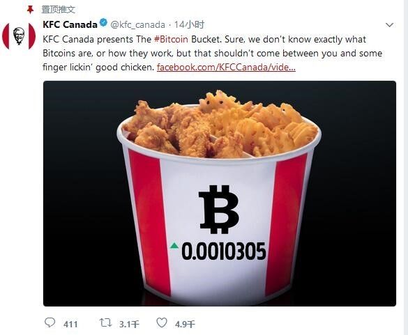 加拿大肯德基谋划新布局 推出“比特币炸鸡桶 ”