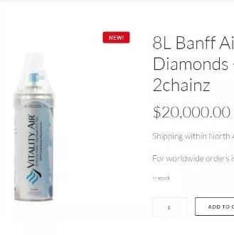 加拿大瓶装空气销往中国每瓶10万块，附送3颗钻石！