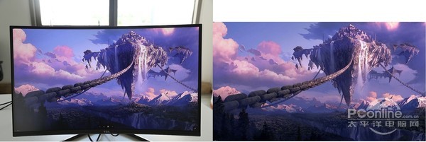 TCL T32M6CQ游戏CG实拍（左为屏幕实拍，