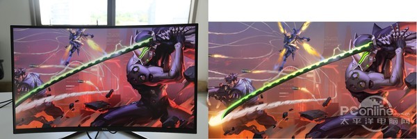 TCL T32M6CQ游戏CG实拍（左为屏幕实拍，