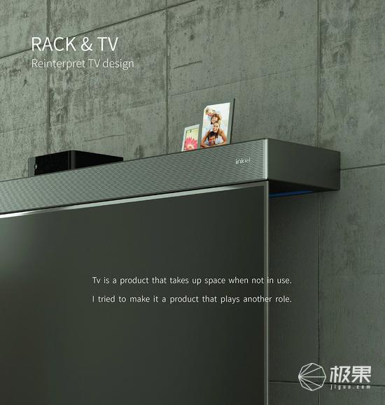 这款电视自带收纳柜，可调节角度还更节省空间