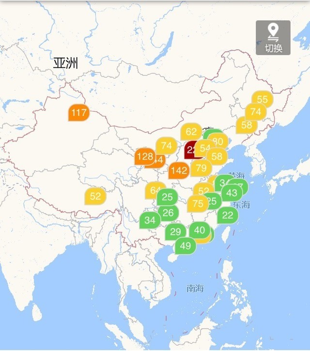 今日全国雾霾地图