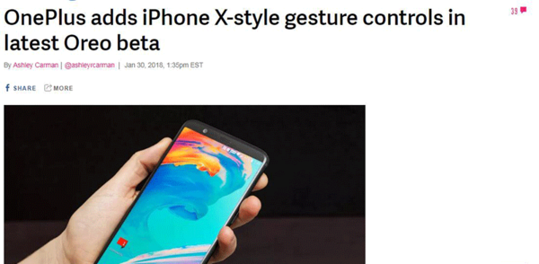 一加5T上线全面屏手势：操作类似iPhone X