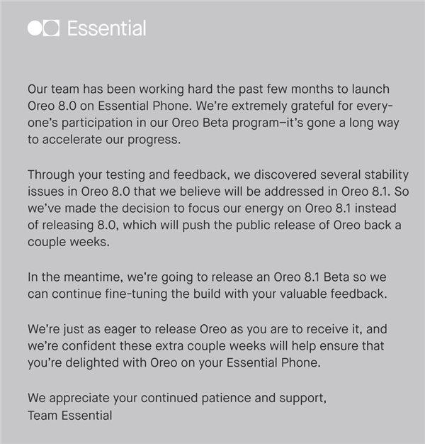 跳过8.0 Essential Phone将直升安卓8.1 