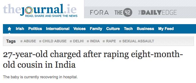 印度8月大女嬰慘遭強姦 印網友:國家還要沉睡多久