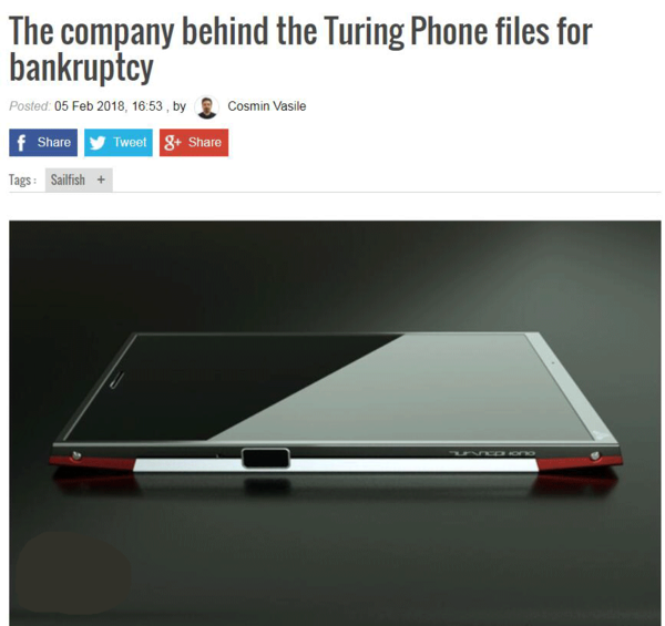 图灵申请破产：曾经推出首款液态金属手机