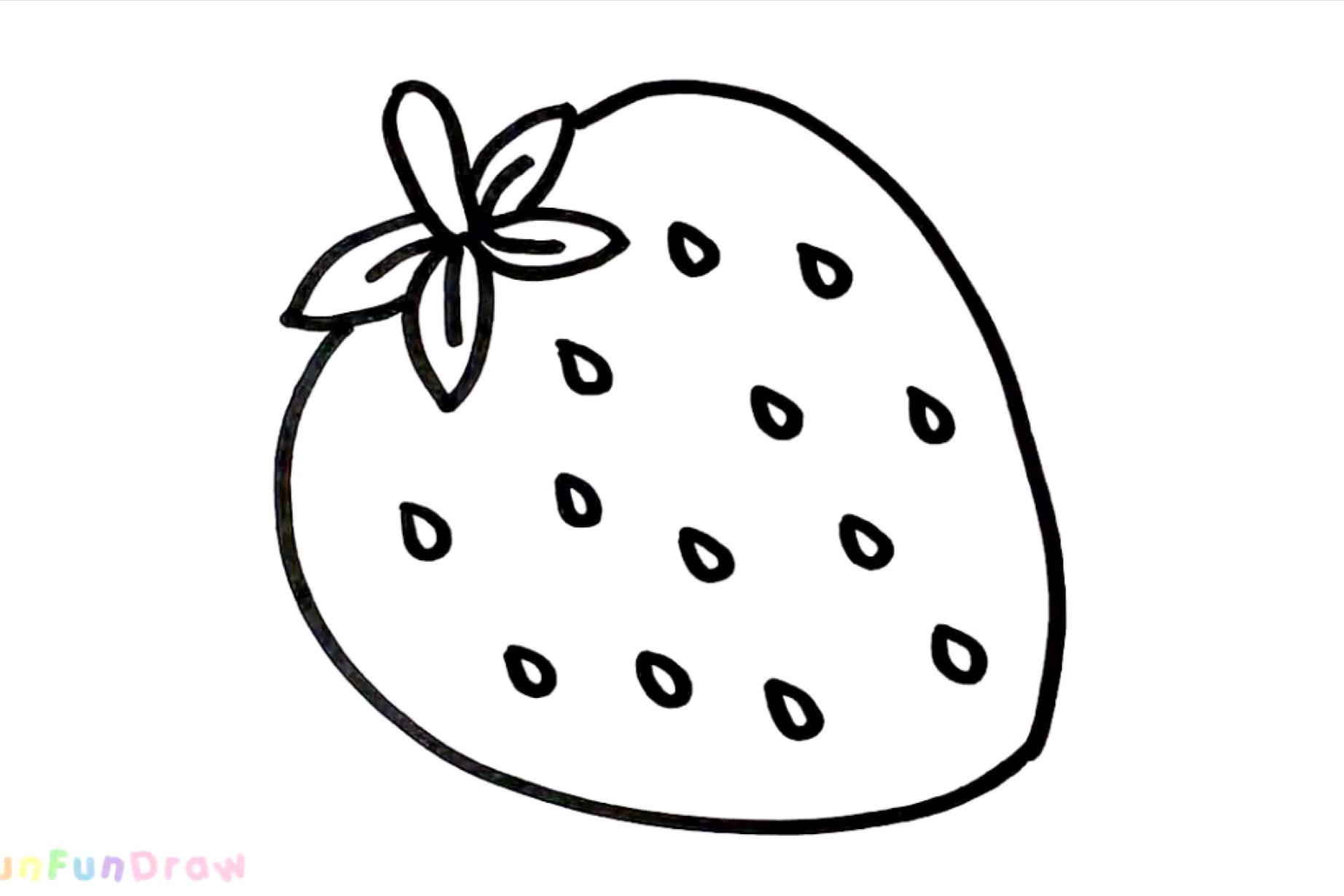 儿童画色彩小草莓的画法 可爱简笔画图💛巧艺网