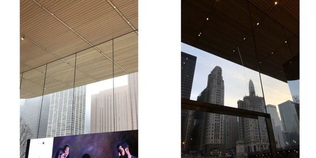 芝加哥苹果零售店玻璃墙出现裂缝 且越来越大