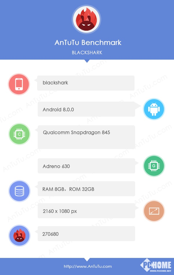 小米游戏手机黑鲨现身 骁龙845+8GB内存