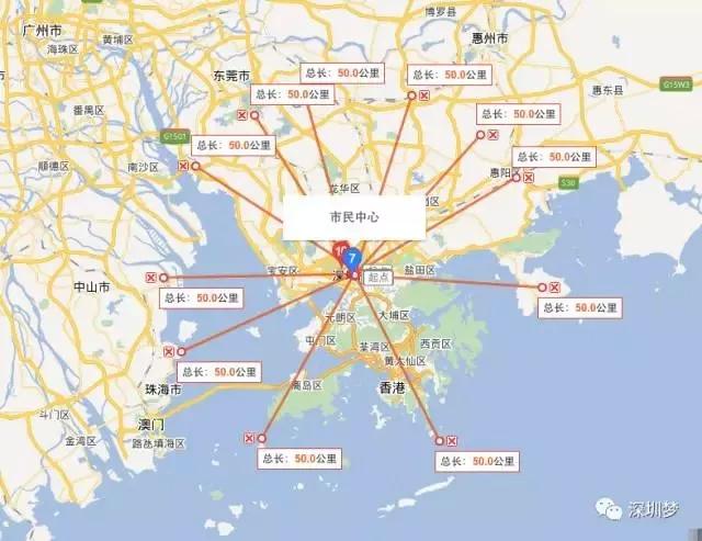 深圳50公里核心都市圈(图片来源:深圳梦)