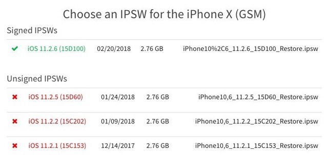 只剩一个!苹果关闭iOS 11.2.5刷机验证通道
