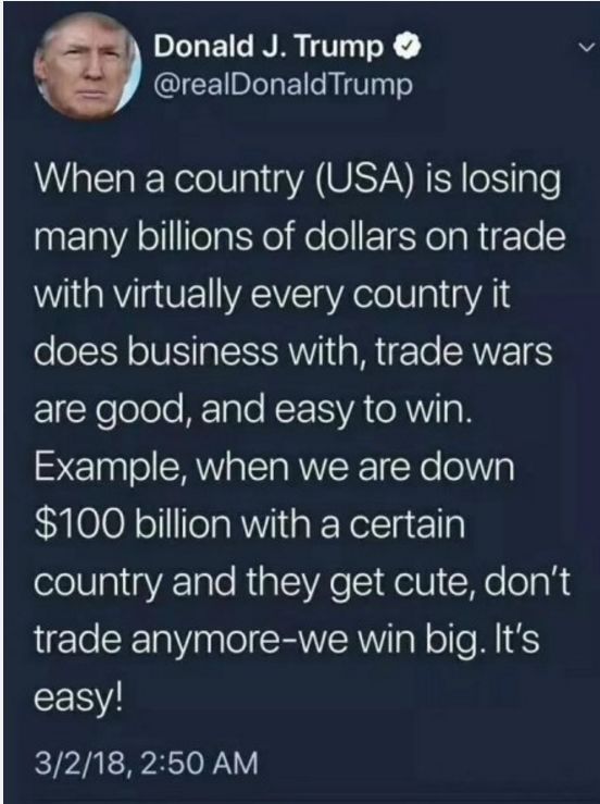 特朗普：贸易战好打又易赢，全球贸易战谁会更糟糕？