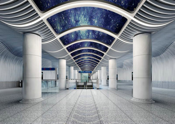 北京地铁8号线六营门站 抬头能望“蓝色星空”