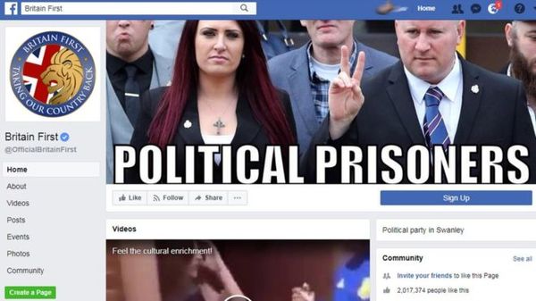 Facebook封杀反穆斯林团体Britain First页面