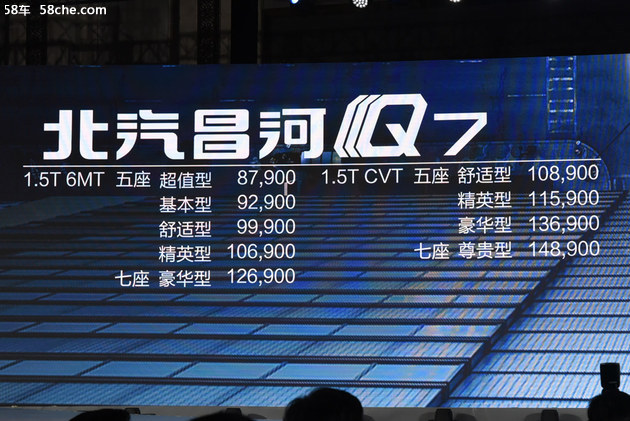 北汽昌河Q7正式上市 售价8.79-14.89万元