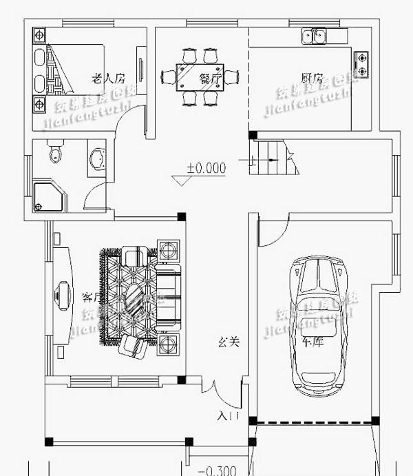 农村三层自建房设计图平面图,14.8x15.2米,卧室多