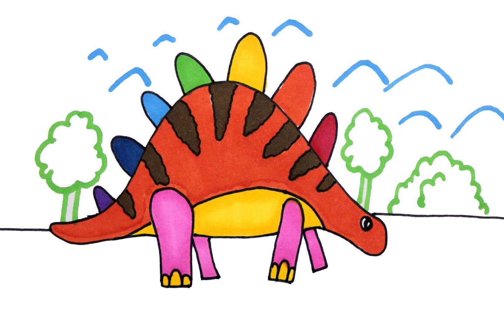 最简单简笔画优秀作品 带颜色恐龙的画法图解教程（水果蔬菜简笔画） - 有点网 - 好手艺