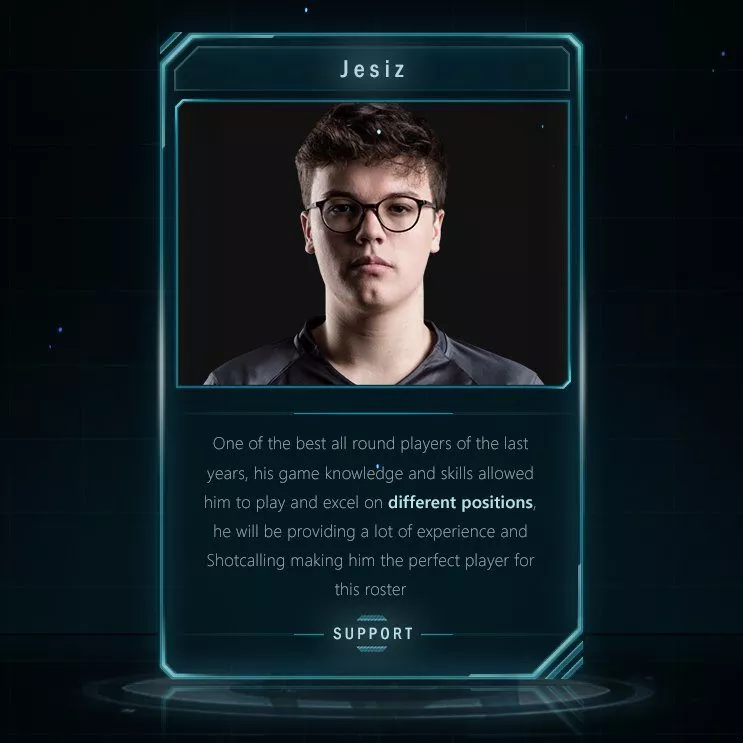 OG战队:前FNC辅助Jesiz将租借加盟