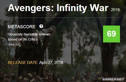 《复仇者联盟3》烂番茄新鲜度出炉 媒体评分公